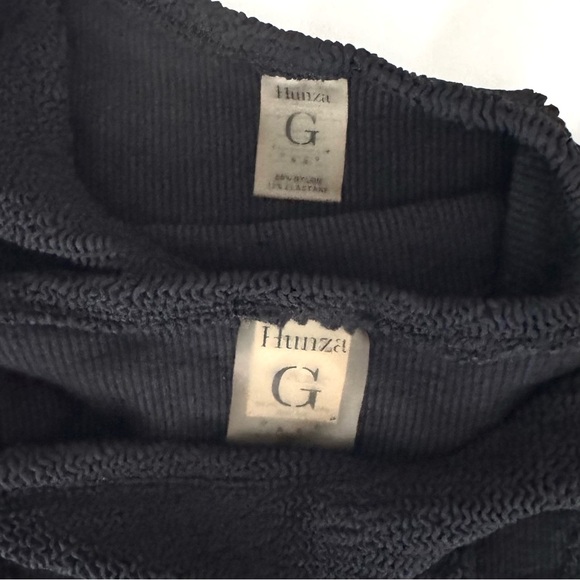 Hunza G Black Bikini SET Nancy One Shoulder Size Crinkle Stretchy Swimsuit Rare - Picture 4 of 12